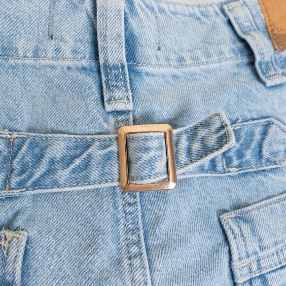 Free People Wide Leg Jeans Carpenter Light Wash High Waist Relaxed Utility NEW - Picture 11 of 16